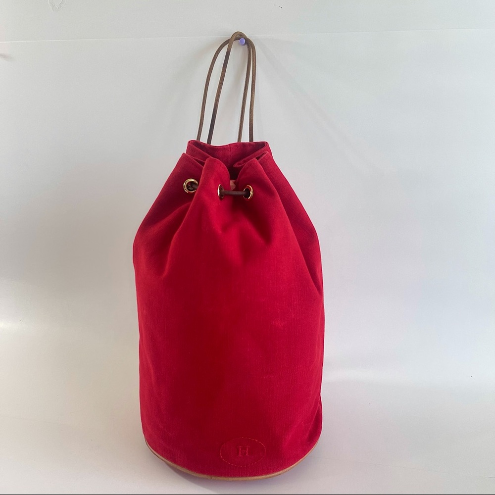 (SOLD) Hermès Red Polochon Mimile Canvas Backpack